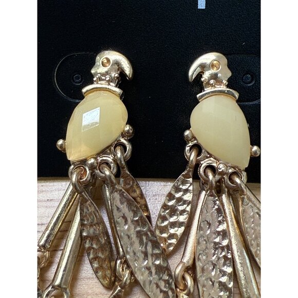 Gold Parrot Dangle Earrings With Yellow Stone Accents By Pier 1 Imports - Picture 4 of 5